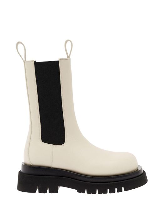 Bottega Veneta Black 'Bv Lug' Boots With Contrasting Multi-Layered Sol