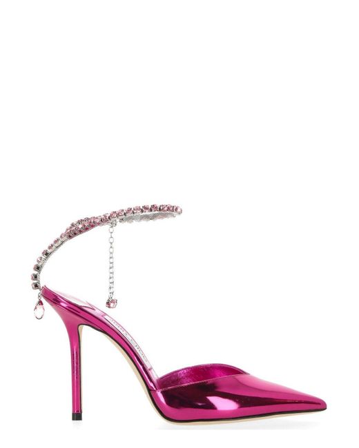 Jimmy Choo Pink Saeda Pointed-Toe Pumps