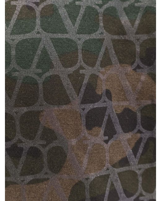Valentino Gray Jersey Sweatshirt With Toile Iconographe Camouflage Print for men
