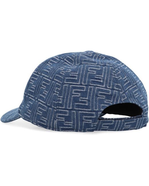 Fendi Blue Baseball Cap Denim Cotton Hat for men