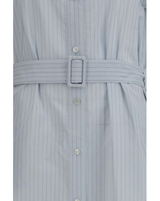 Jacob Cohen Gray Long Poplin Chemisier Dress Cupro; Cotton