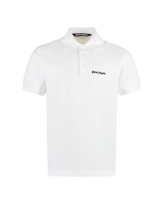 Palm Angels White Cotton-Piqué Polo Shirt for men