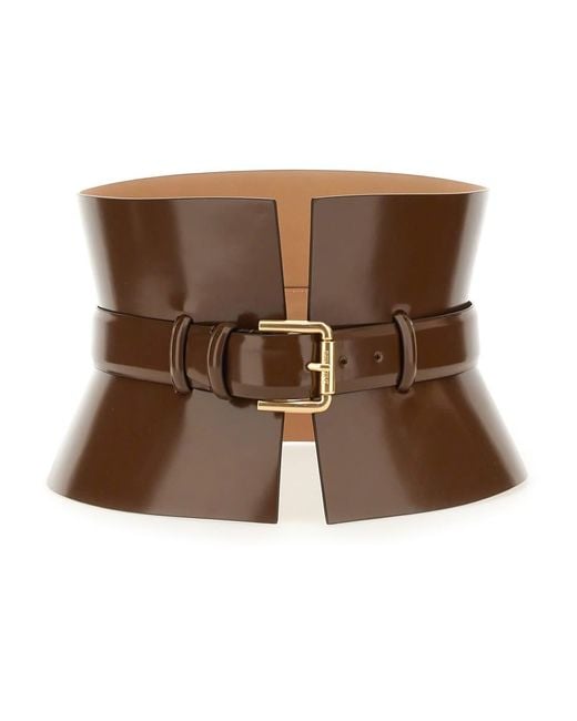 Max Mara Brown Leather Bustier Belt For