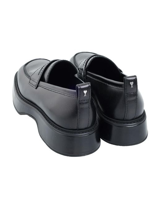 AMI Black Square Toe Loafers