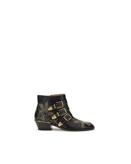 Chloé Black Calf Leather Bos Taurus Ankle Boots