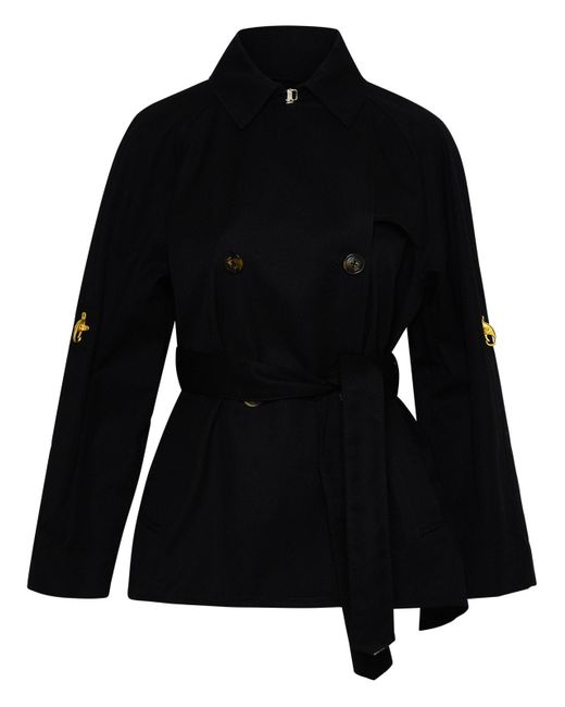 Fay Black Cotton Blend Trench Coat