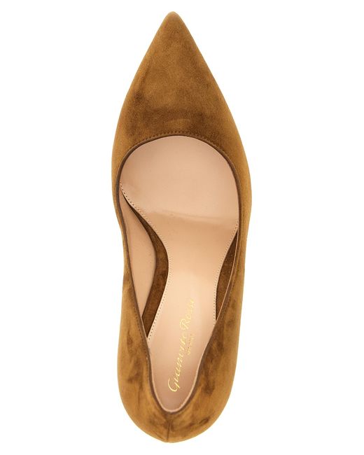 Gianvito Rossi Brown Solid Pointed Toe Pumps