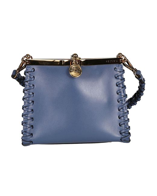 Etro Blue Button Snap-Lock Shoulder Bag