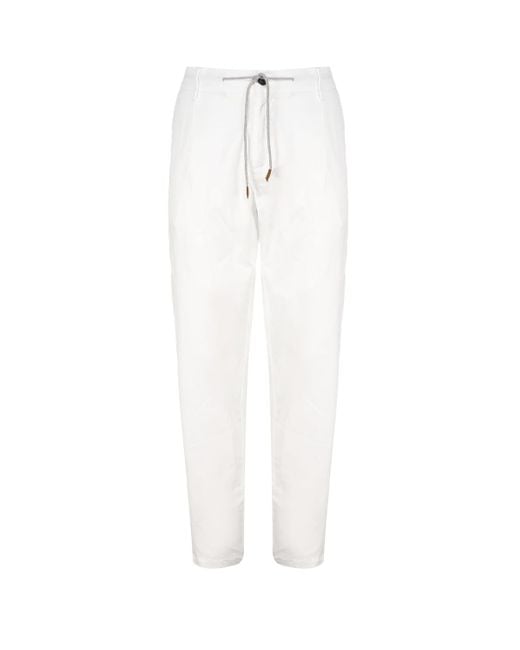 Eleventy White Drawstring Trousers for men