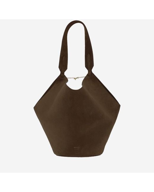Khaite Brown Small Lotus Suede Leather Bag Calfskin Shoulder