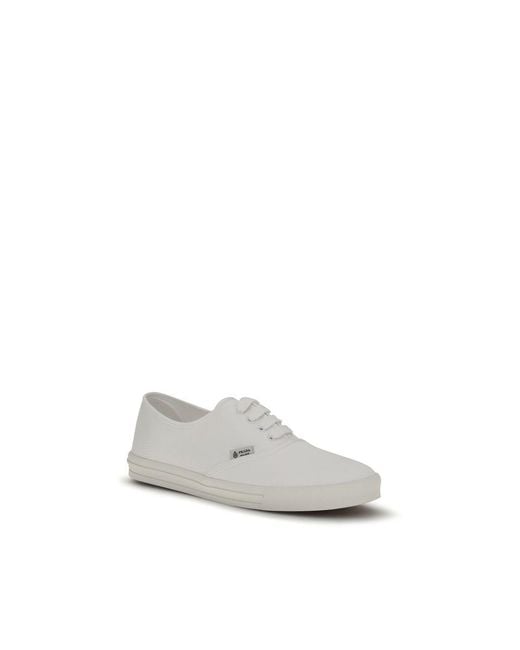 Prada White Cotton Low Top Sneakers for men