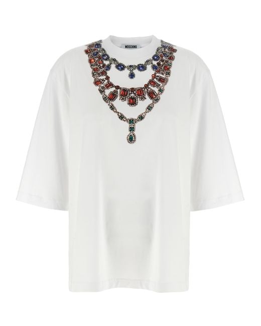 Moschino White Jewel Print T-Shirt