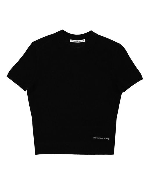 T By Alexander Wang Black Logo T-Shirt Wool T-Shirts