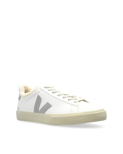 Veja White Campo Fured Leather Sneakers Shoes for men