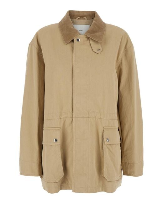 DUNST Natural Cotton Ribbed Collar Jacket For Nylon Outerwear