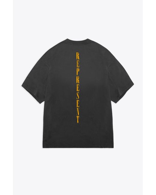 Represent Black Reborn T-Shirt Washed T-Shirt With Graphic Print And Logo for men