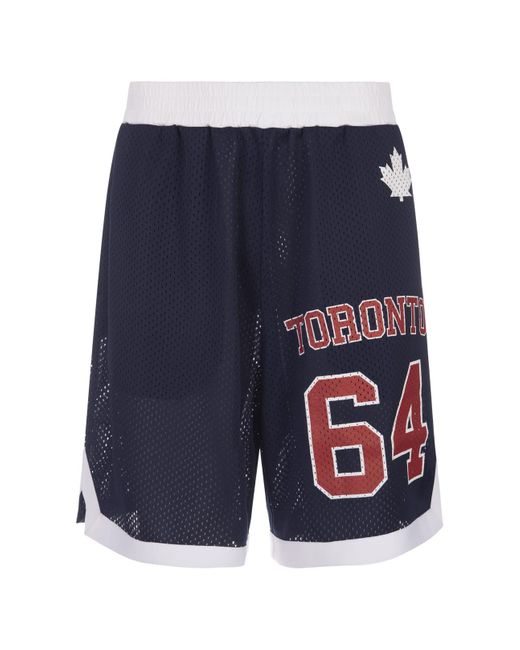 DSquared² Blue Track Bermuda Shorts With Logo And Prints for men