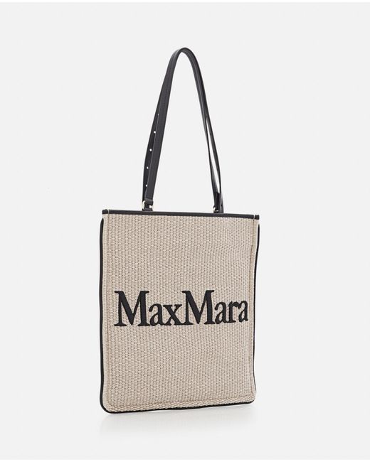 Max Mara White Raffia Easybag Shopping Bag