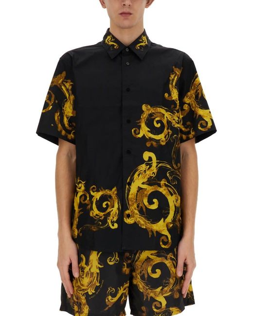 Versace Black Baroque Print Shirt for men
