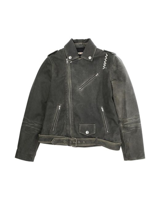 Marni Gray Kids Jacket Leather Goat for men
