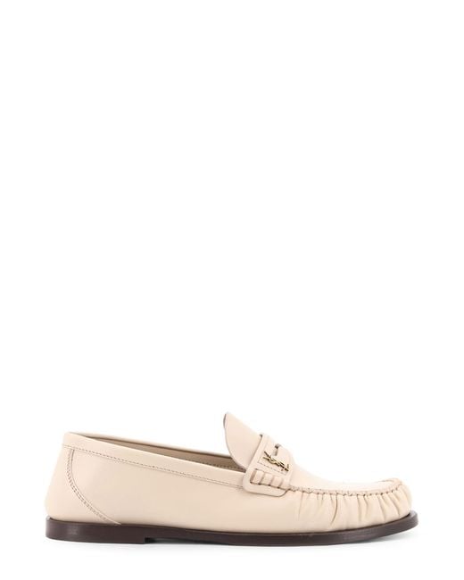 Saint Laurent Natural Laurent 05 Leather Loafers