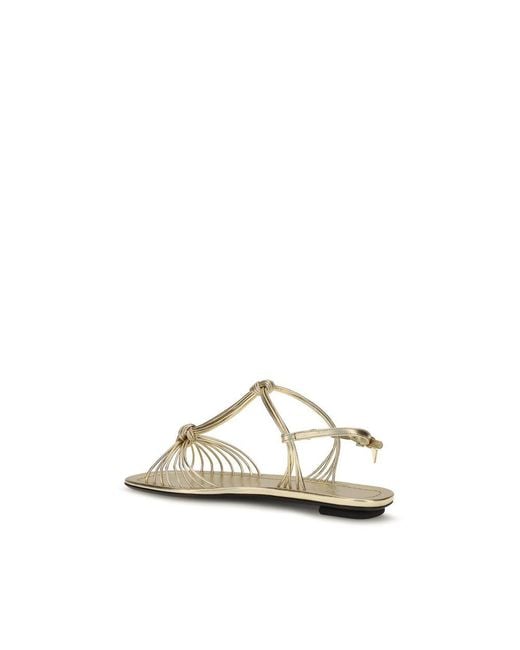 Prada Natural Gold Calf Leather Bos Taurus Flat Sandals