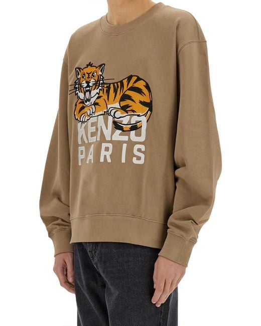 KENZO Natural Happy Tiger Sweatshirt Cotton Sweatshirts for men
