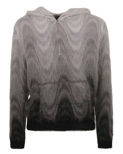 Etro Gray Fur Coated Zipped Sweater for men