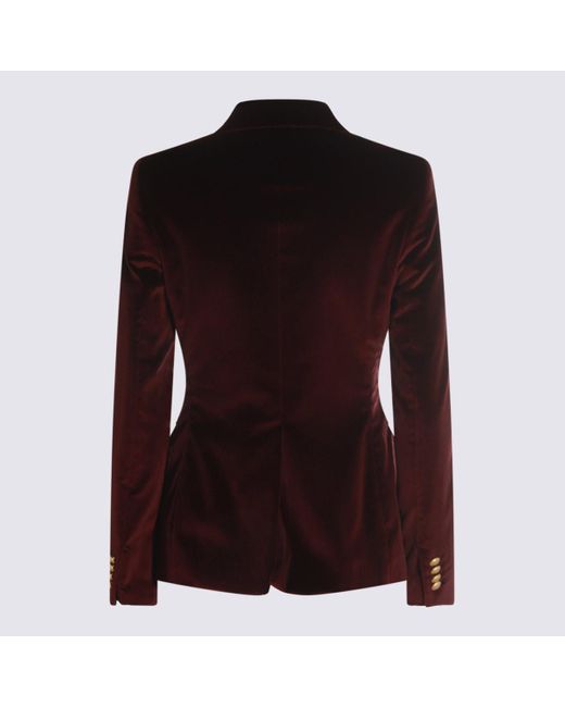 Tagliatore Women's Brown Bordeaux Cotton Velvet Blazer