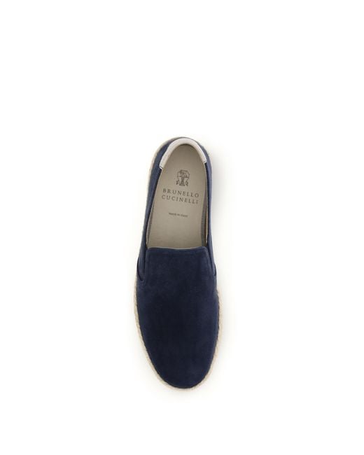 Brunello Cucinelli Blue Suede Sneakers for men