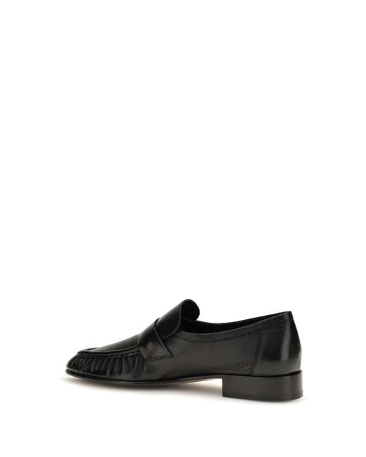 The Row Black Soft Suede Loafers Calf Leather