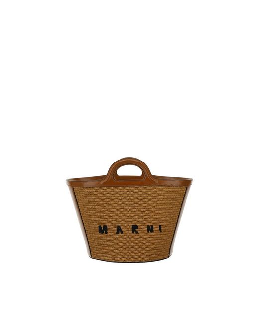 Marni Brown Cotton Shoulder Bag