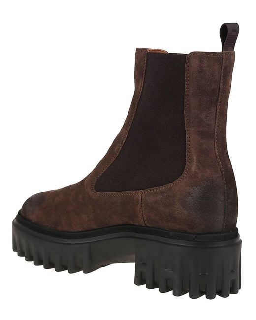 Hogan Brown H700 Suede Chelsea Boots