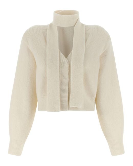 ROTATE BIRGER CHRISTENSEN Natural Scarf Cardigan