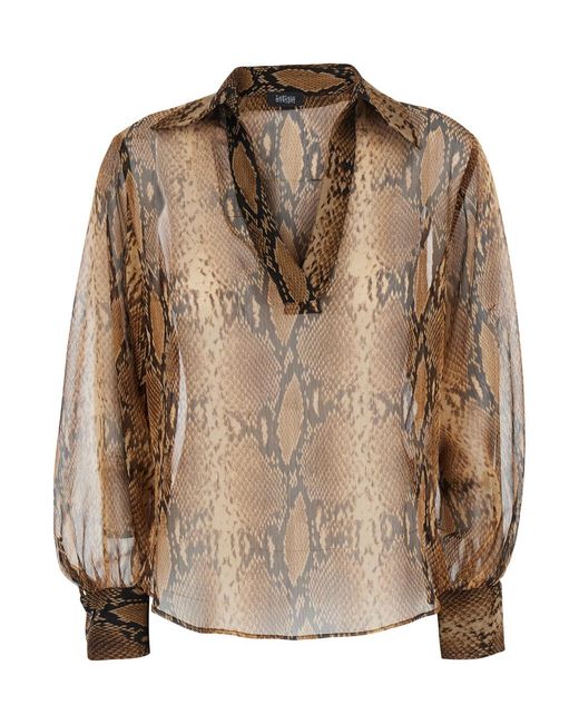 Le Plain Brown Shirt Animal Print Blouses