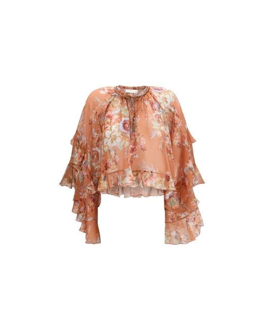 Zimmermann Pink Multicolor Cotton Blouse