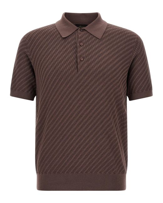 Brioni Brown Weaving Polo Plot for men