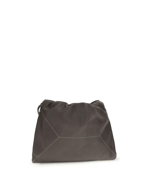 Brunello Cucinelli Gray Leather Shoulder Bag Calf Bos Taurus