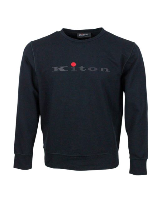 Kiton Blue Long-Sleeved Crew-Neck Sweatshirt for men