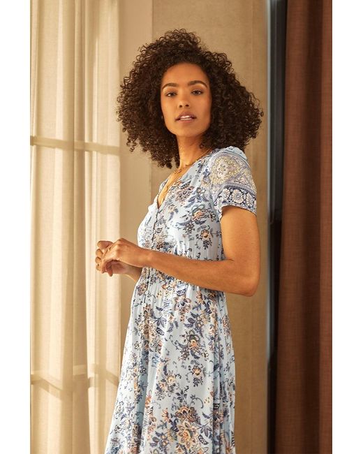 V-neck Button Front Maxi Dress 
