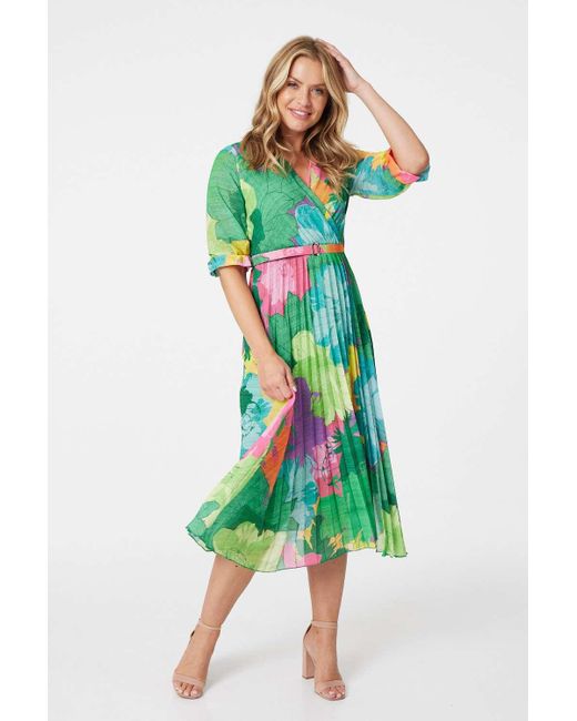 Sleeve Pleated Midi Dress 