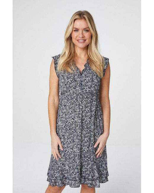 Izabel London Ditsy Floral Empire Waist Dress in Blue Lyst UK