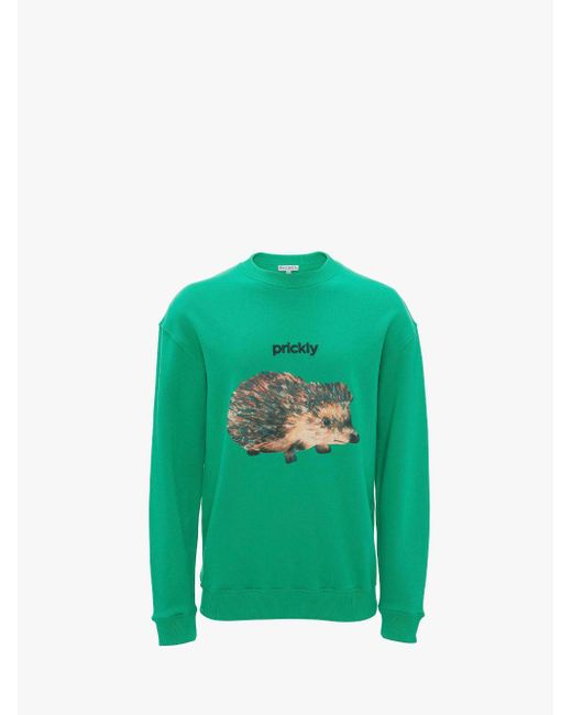 J.W. Anderson Green Hedgehog Print Crewneck Sweatshirt