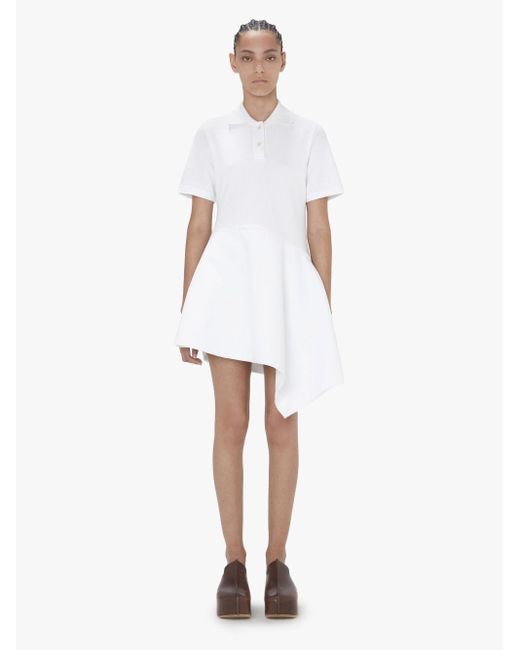 J.W. Anderson White Short Sleeve Asymmetric Polo Dress