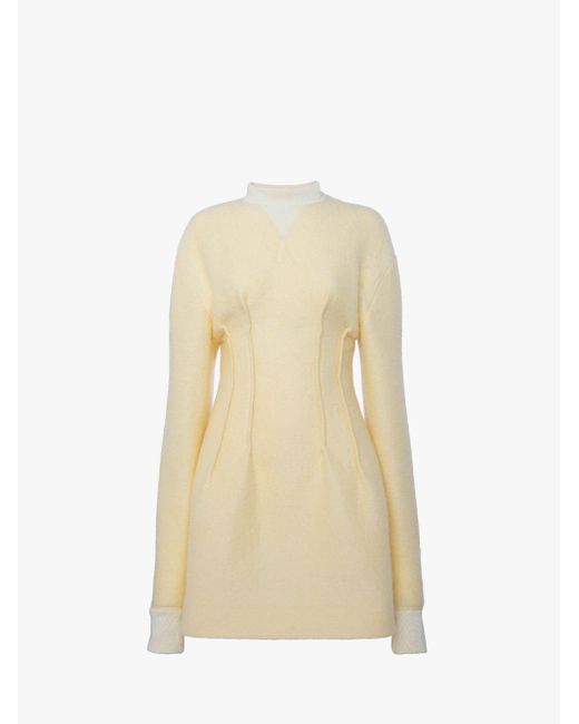 J.W. Anderson Natural Textured Long Sleeve Hourglass Dress