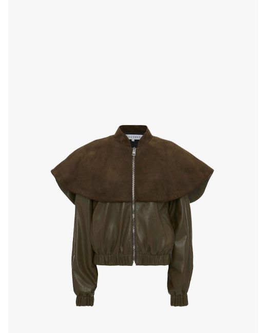 J.W. Anderson Brown Leather Bomber Jacket With Oversized Collar
