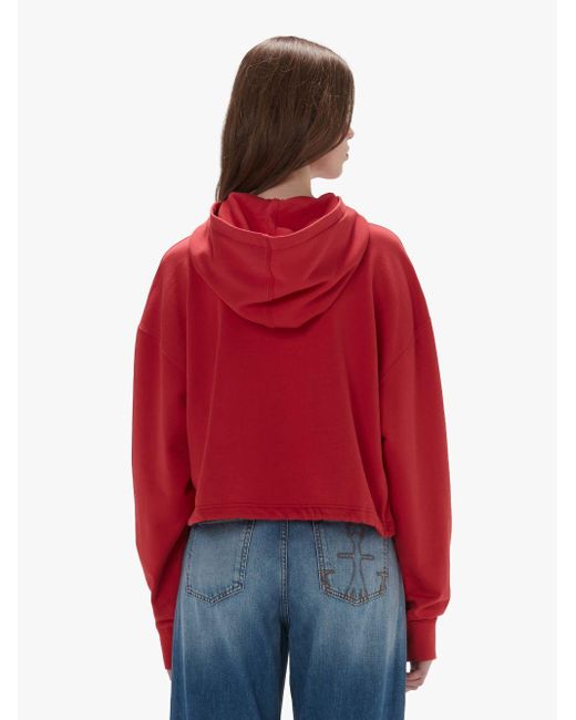 J.W. Anderson Red Cropped Hoodie With Flower Pot