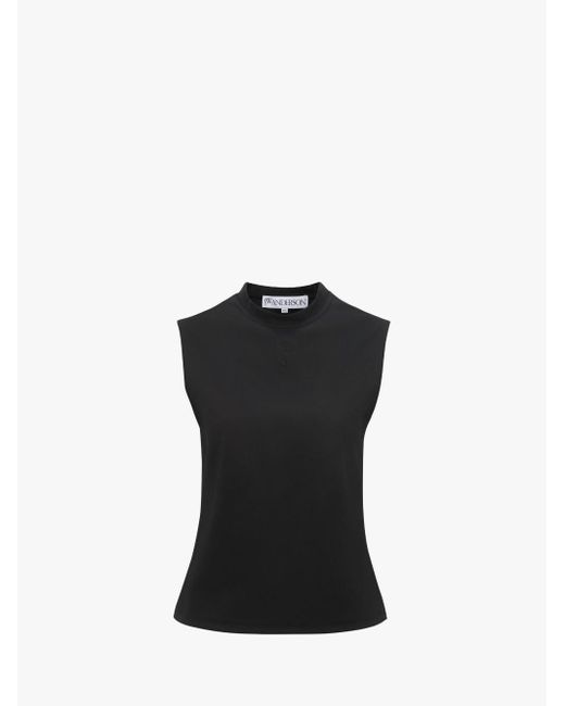 J.W. Anderson Black Tank Top With Anchor Embroidery