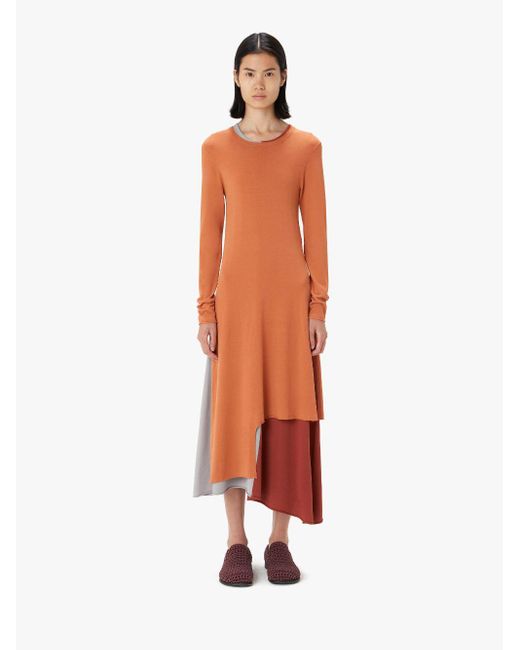 J.W. Anderson Brown Colour Block Layered Dress