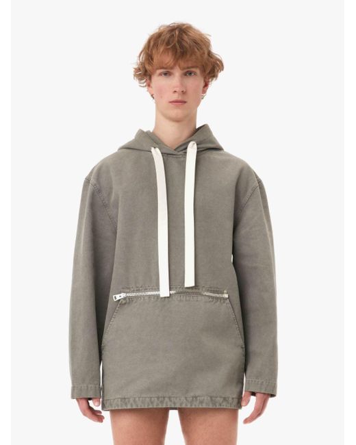 J.W. Anderson Gray Front Pocket Anorak Style Hoodie